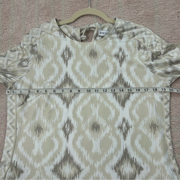Gretchen Scott Beige Tan White Ikat Print Knee Length Dress Size Medium - Picture 8 of 14